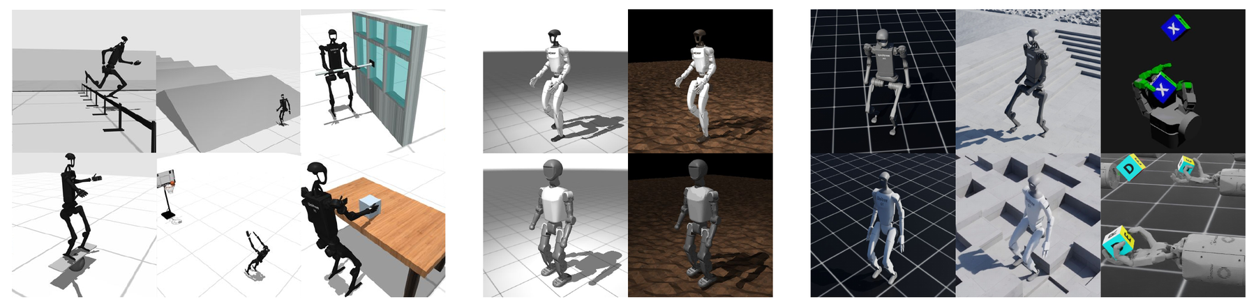 FastTD3 task suite across HumanoidBench, MuJoCo Playground, and IsaacLab
